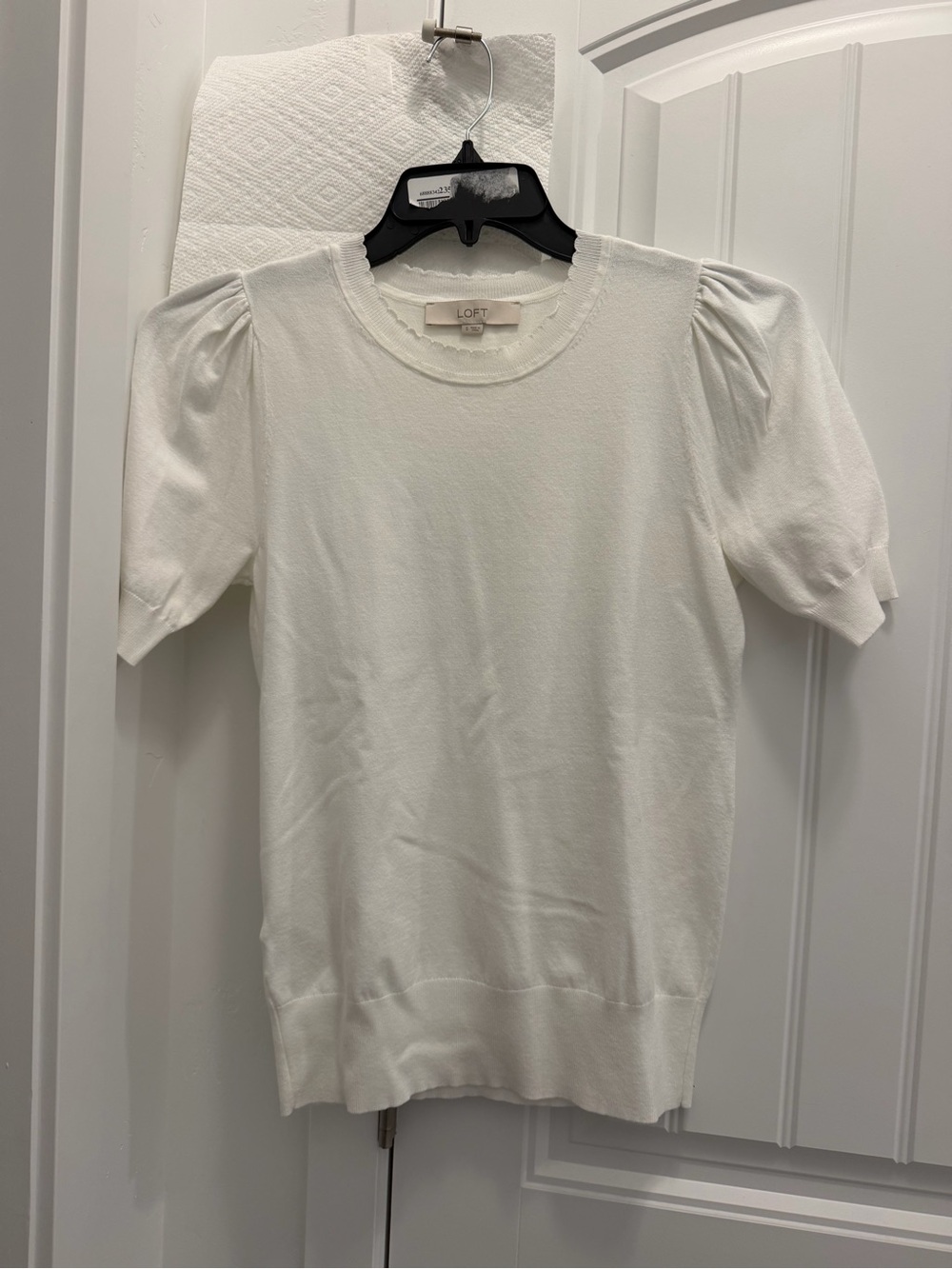 white short sleeve sweater